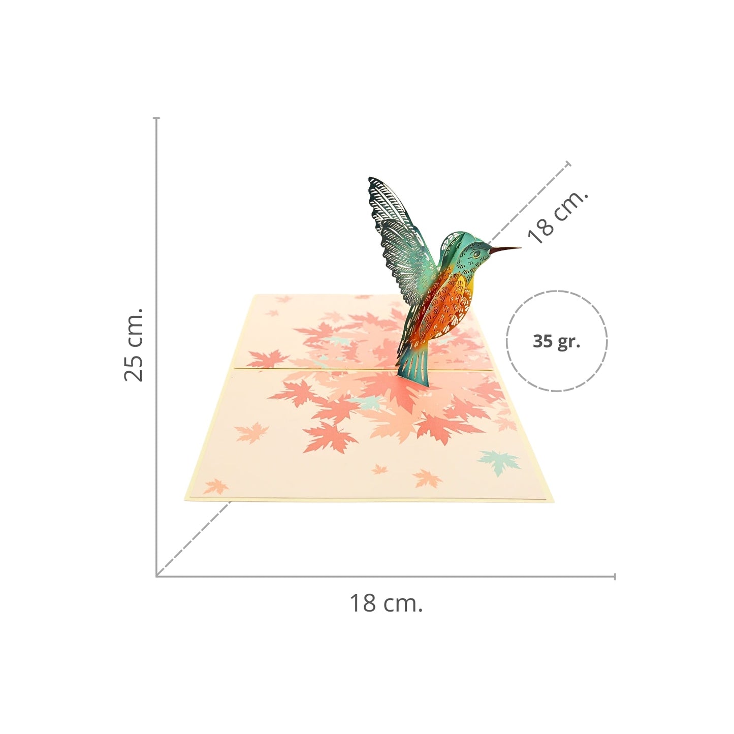 Tarjeta Felicitaciones Plegable Colibrí con Efecto 3D