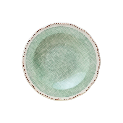 Plato de Sopa Cerámica Esmaltada Diseño Tartán Verde