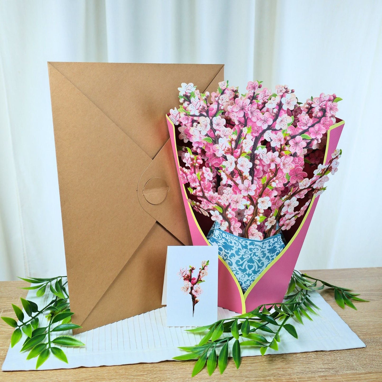 Tarjeta De Felicitaciones Bouquet De Flores 3D Sakura