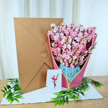 Tarjeta De Felicitaciones Bouquet De Flores 3D Sakura