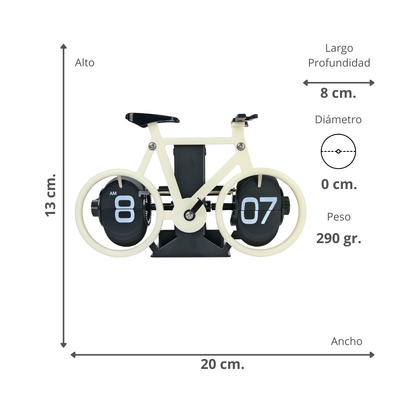 Reloj de Escritorio Mecánico Giratorio Bicicleta Beige