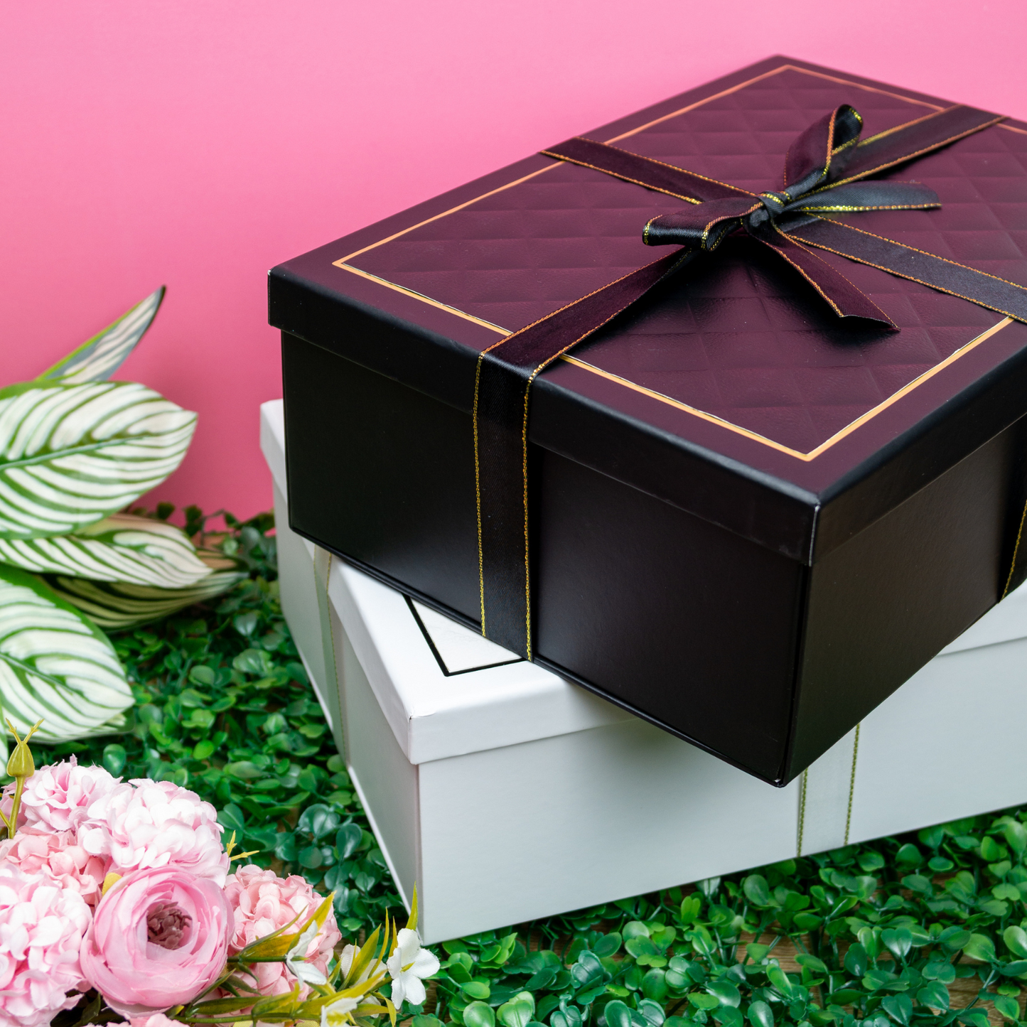Caja Para Regalos Con Tapa Y Cinta L Negro
