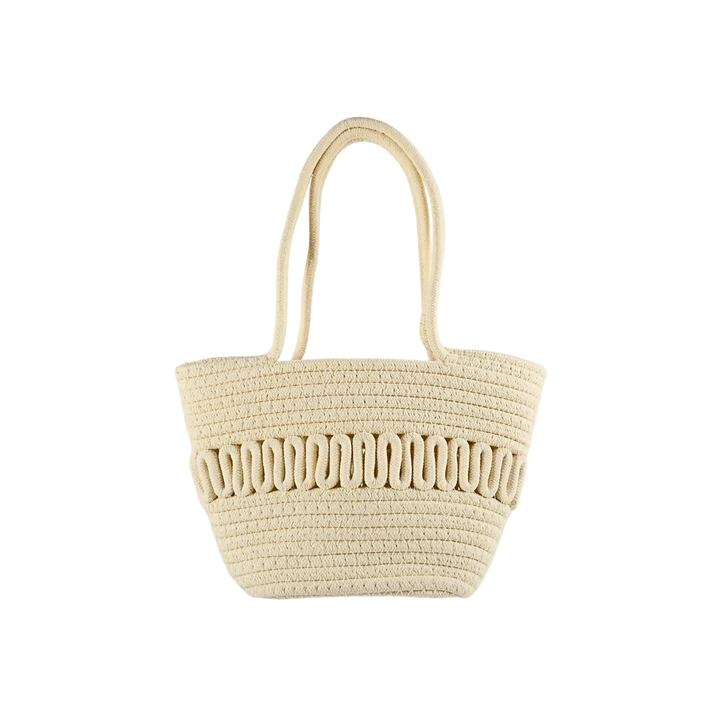 Bolso De Playero Casual Tejido Yute Algodón Beige Liso