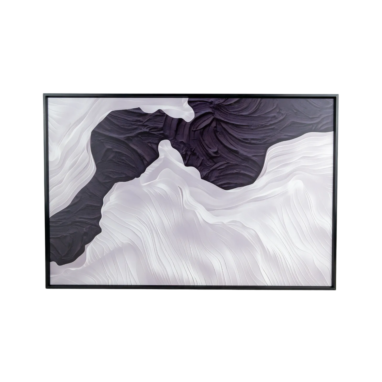 Cuadro Decorativo Textura Olas del Mar Blanco y Negro 40 x 60 Cm