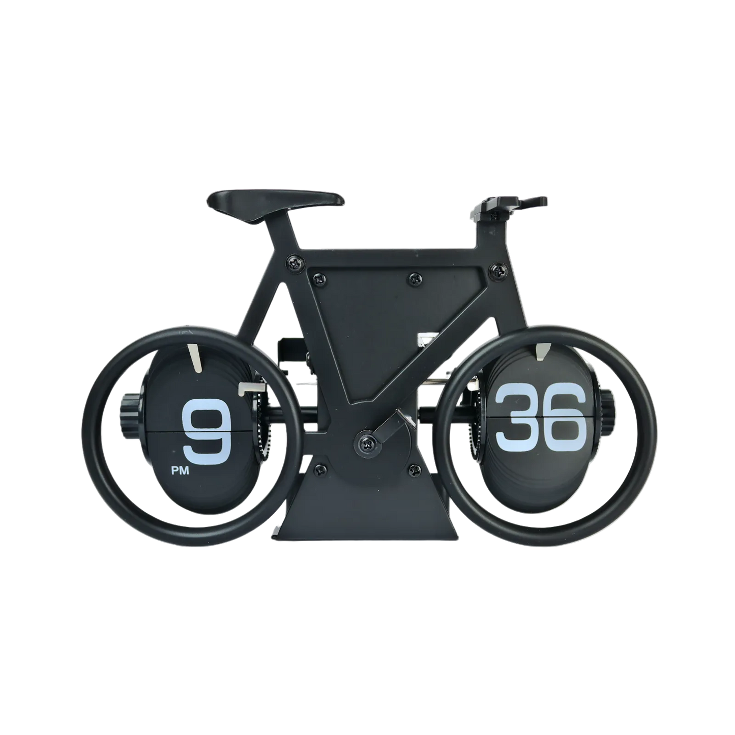 Reloj de Escritorio Mecánico Giratorio Bicicleta Negro