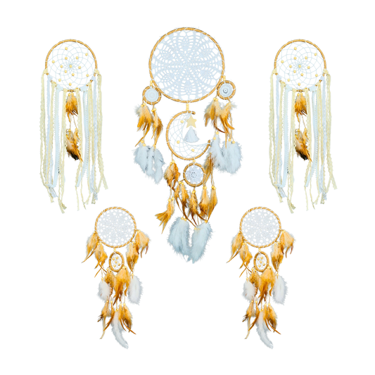 Atrapasueños Colgante Con Plumas 5 Unidades Color Marrón