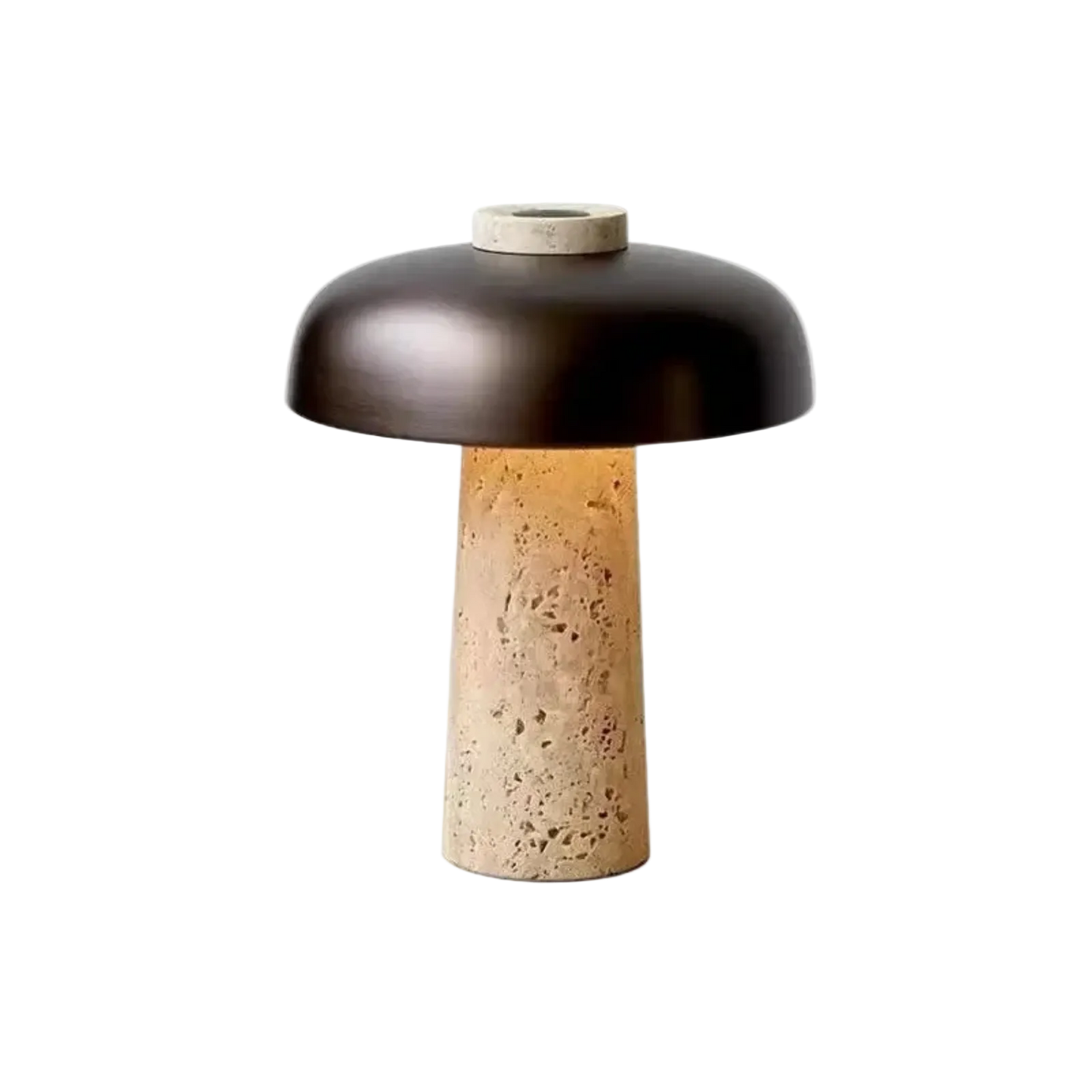 Lámpara LED de Piedra Travertino Elegante Diseño de Setas