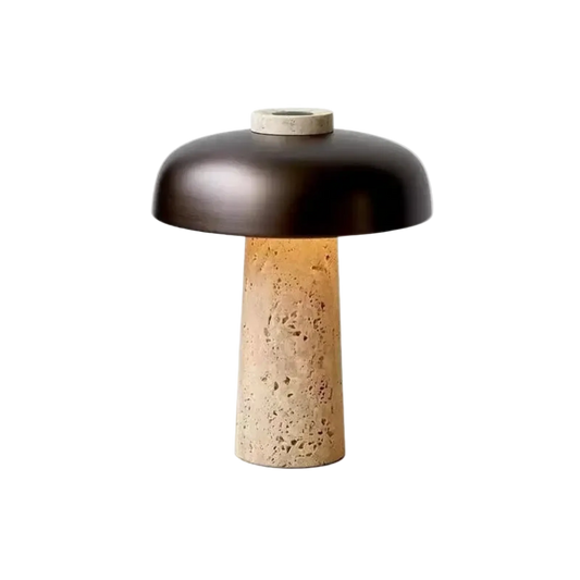 Lámpara LED de Piedra Travertino Elegante Diseño de Setas
