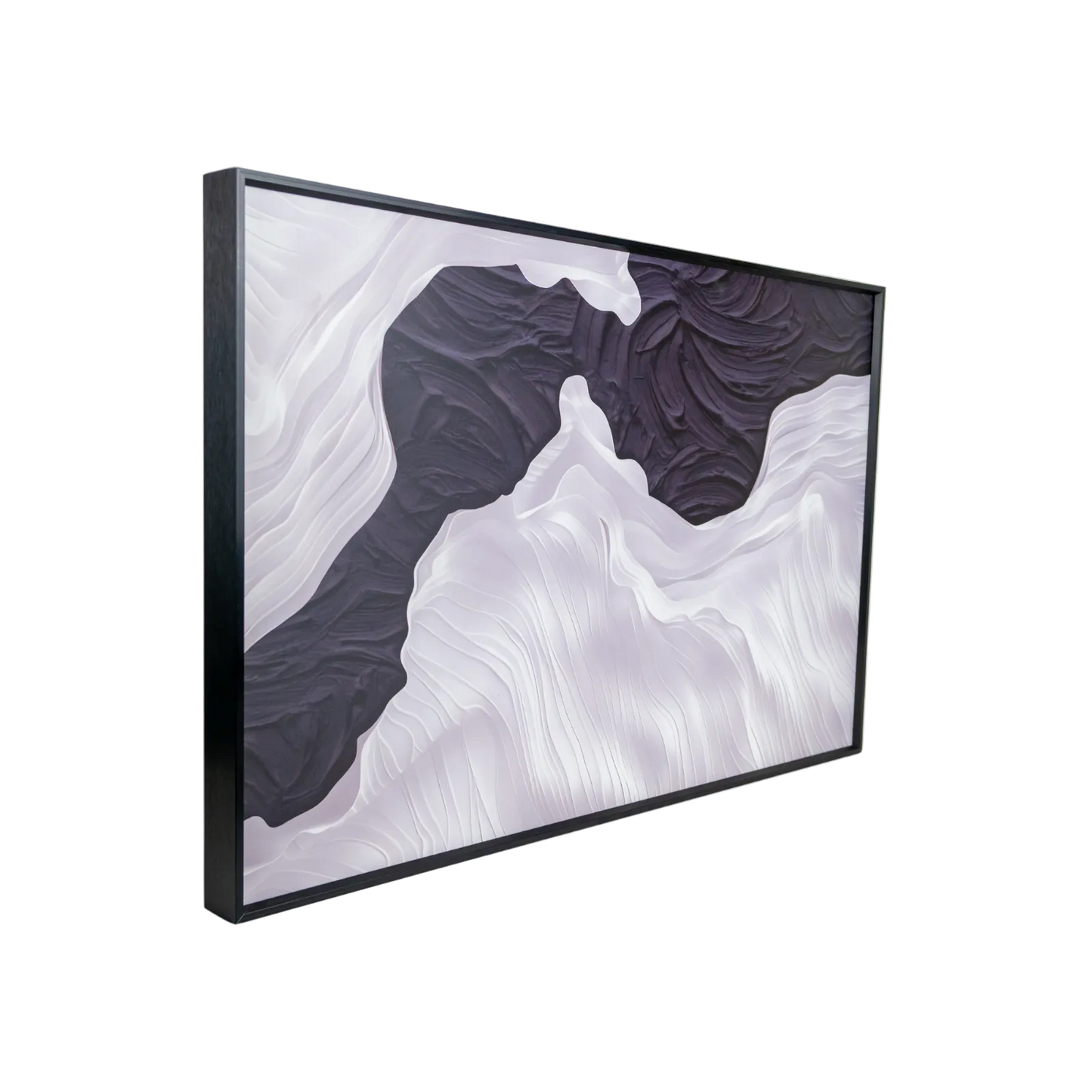 Cuadro Decorativo Textura Olas del Mar Blanco y Negro 40 x 60 Cm