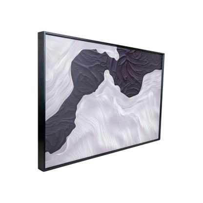 Cuadro Decorativo Textura Olas del Mar Blanco y Negro 40 x 60 Cm