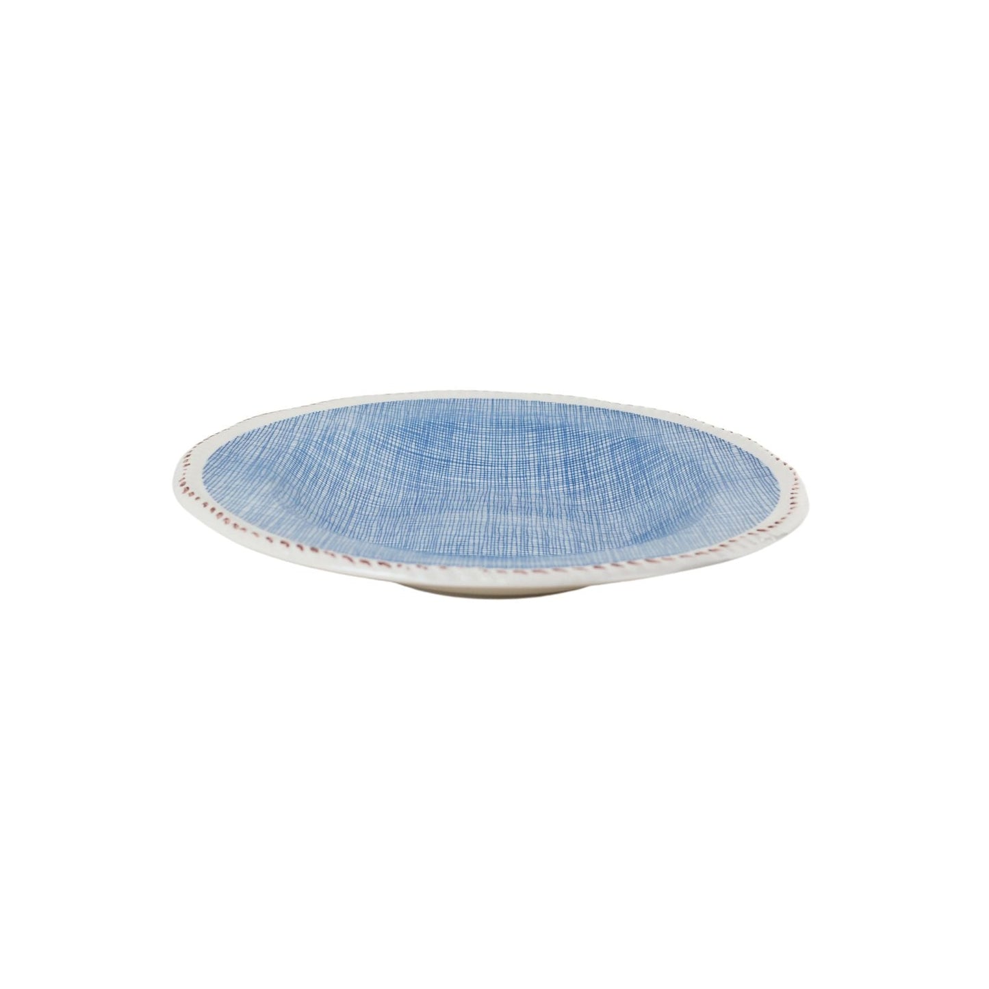 Plato de Sopa Cerámica Esmaltada Diseño Tartán Azul