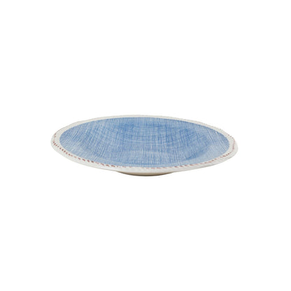 Plato de Sopa Cerámica Esmaltada Diseño Tartán Azul