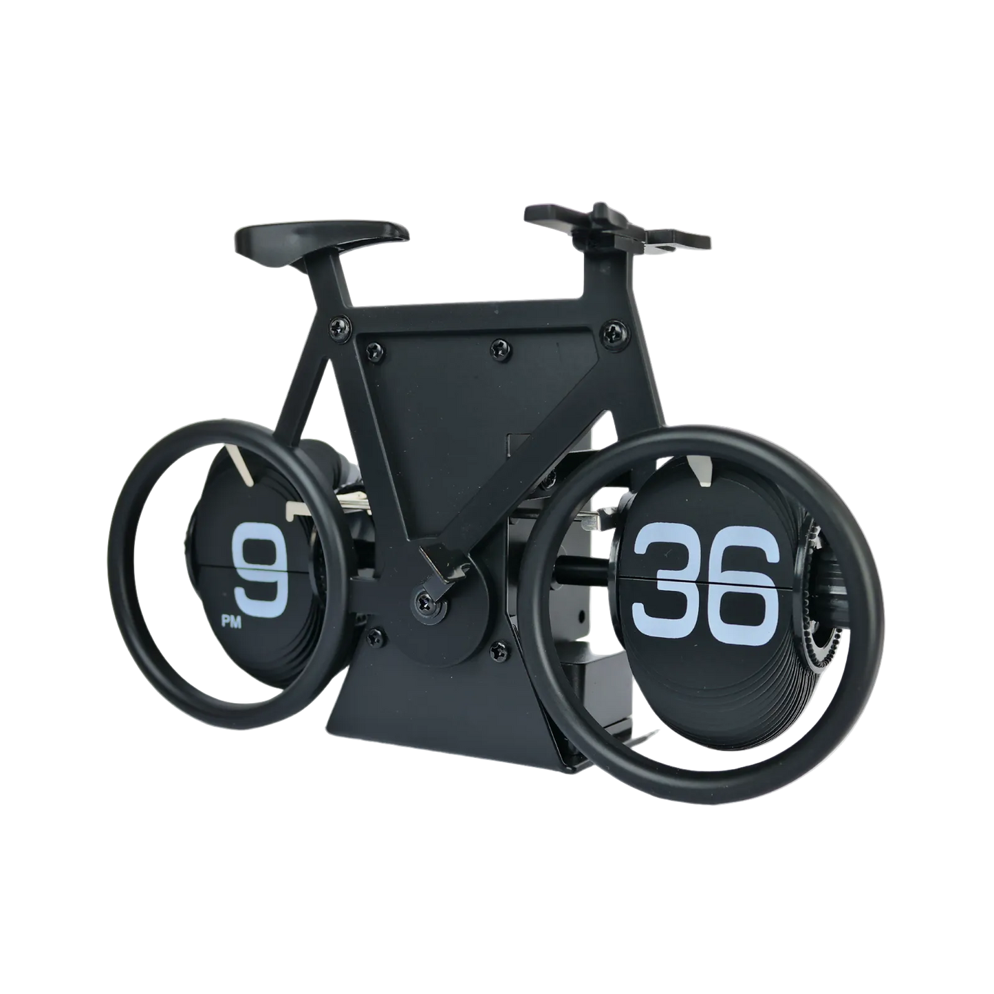 Reloj de Escritorio Mecánico Giratorio Bicicleta Negro
