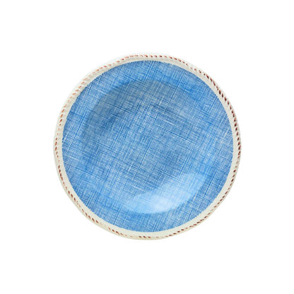 Plato de Sopa Cerámica Esmaltada Diseño Tartán Azul