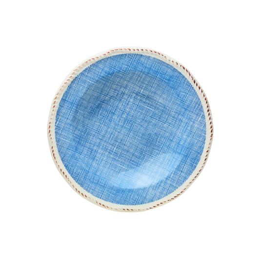 Plato de Sopa Cerámica Esmaltada Diseño Tartán Azul