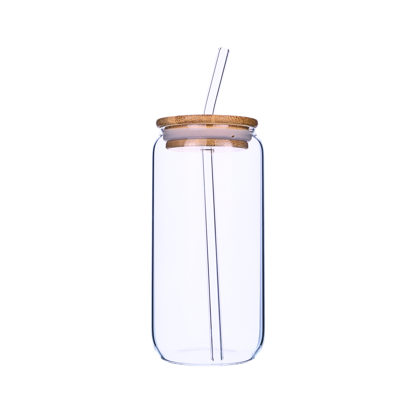 Vaso De Vidrio Con Tapa De Bambú 550ml