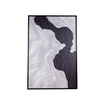 Cuadro Decorativo Textura Olas del Mar Blanco y Negro 40 x 60 Cm