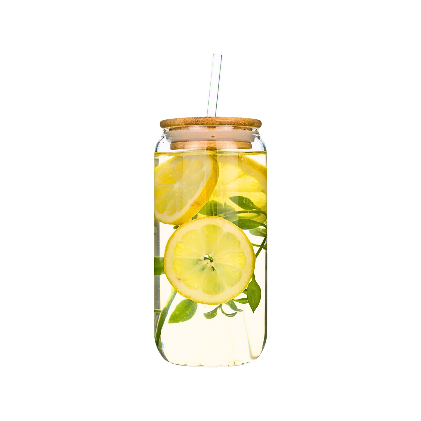 Vaso De Vidrio Con Tapa De Bambú 550ml