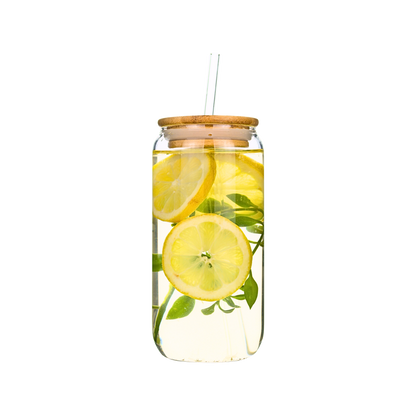 Vaso De Vidrio Con Tapa De Bambú 550ml