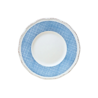 Plato Bajo de Cerámica Esmaltada Diseño Tartán Azul
