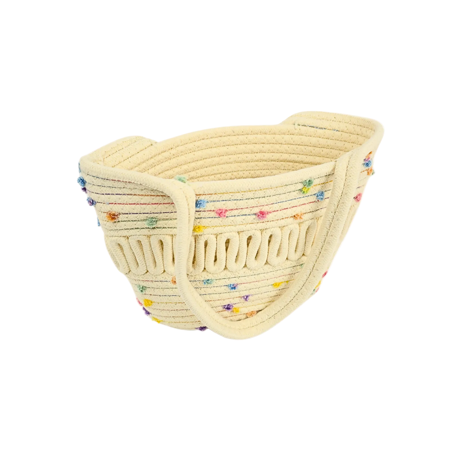 Bolso De Playero Casual Tejido Yute Algodón Beige Puntos