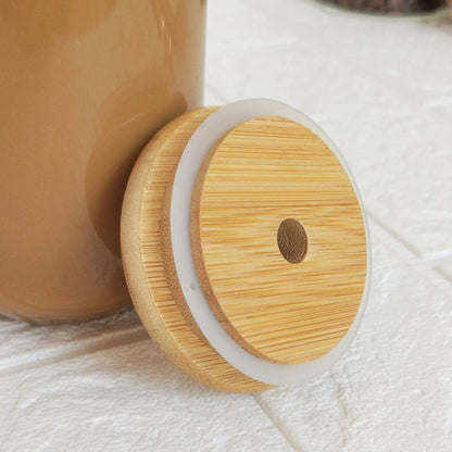 Vaso De Vidrio Con Tapa De Bambú 550ml