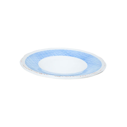 Plato Bajo de Cerámica Esmaltada Diseño Tartán Azul