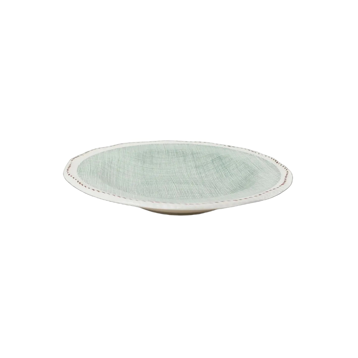 Plato de Sopa Cerámica Esmaltada Diseño Tartán Verde