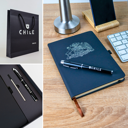 Agenda Eterna Escudo de Chile + Bolígrafo Premium