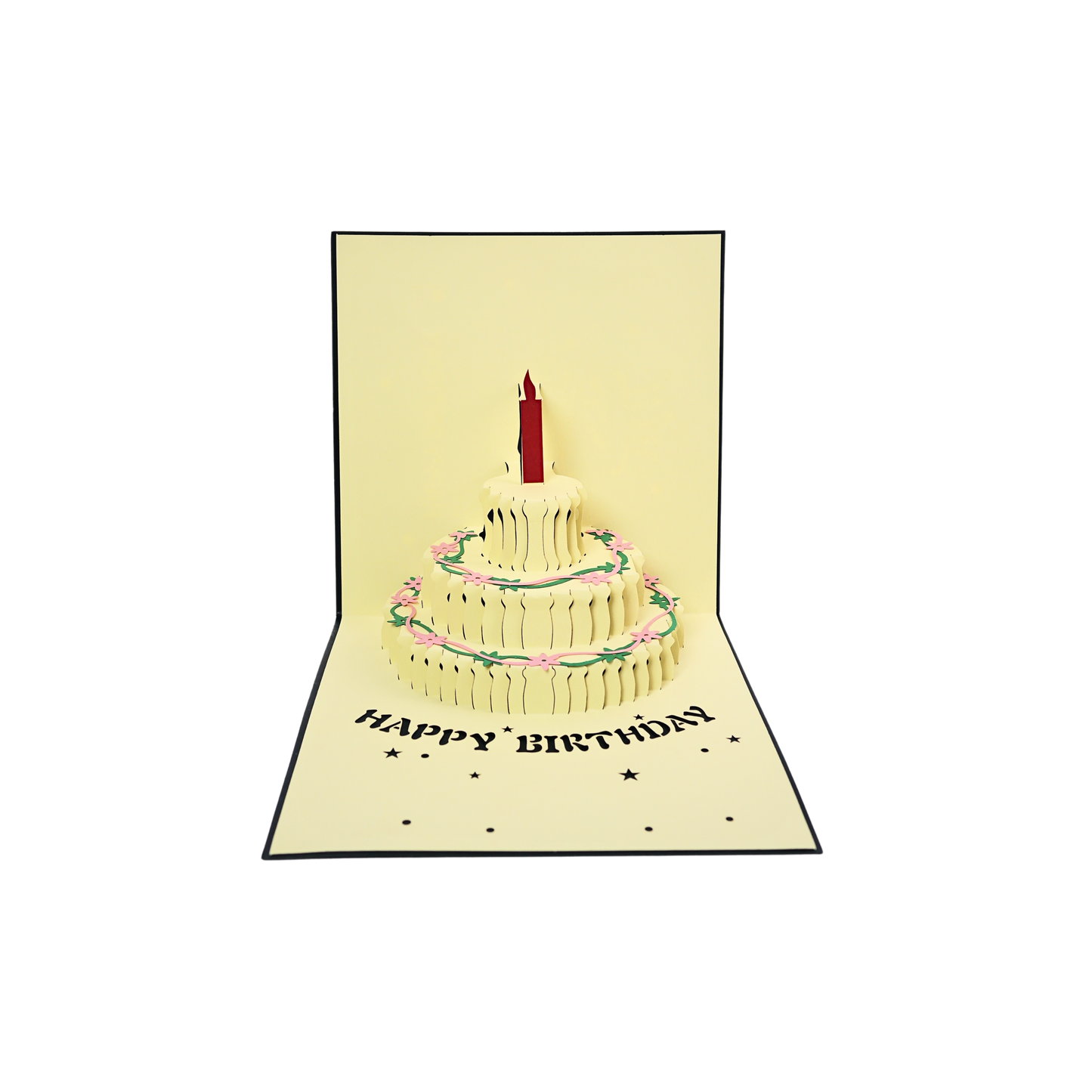 Tarjeta Plegable Pastel de Cumpleaños con Efecto 3D Azul