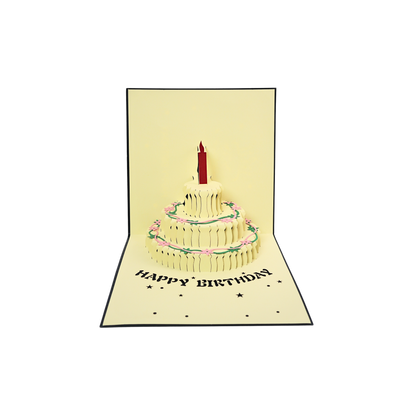Tarjeta Plegable Pastel de Cumpleaños con Efecto 3D Azul