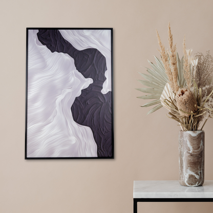 Cuadro Decorativo Textura Olas del Mar Blanco y Negro 40 x 60 Cm