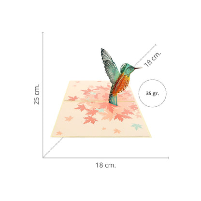 Tarjeta Felicitaciones Plegable Colibrí con Efecto 3D