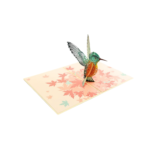 Tarjeta Felicitaciones Plegable Colibrí con Efecto 3D