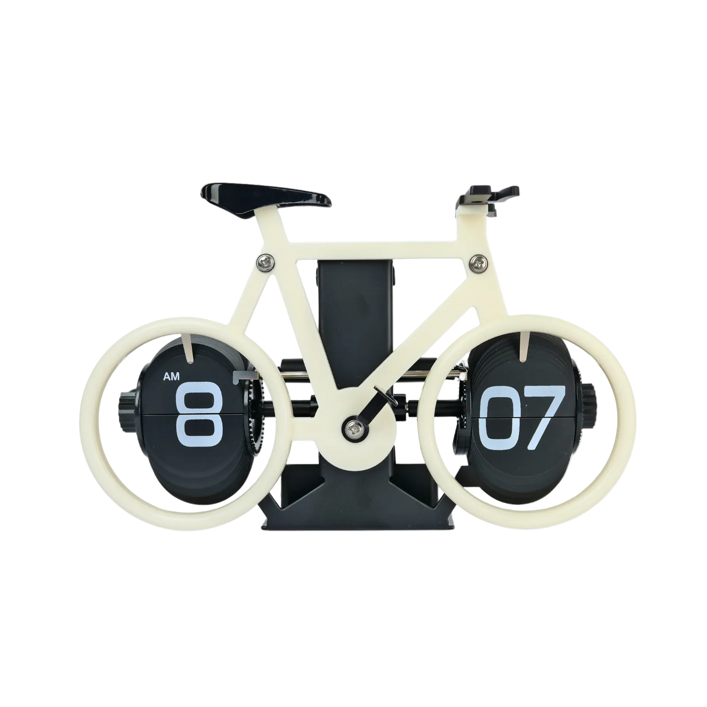 Reloj de Escritorio Mecánico Giratorio Bicicleta Beige