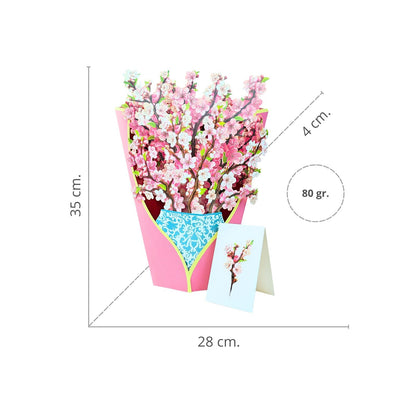 Tarjeta De Felicitaciones Bouquet De Flores 3D Sakura