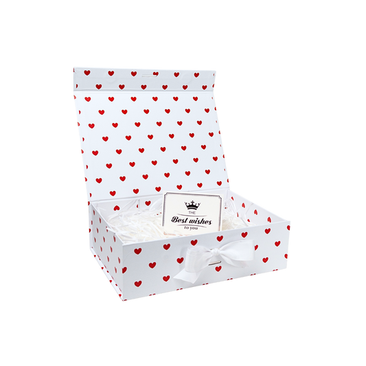 Gift Box Caja Para Regalos Polka Corazones Talla M Blanco