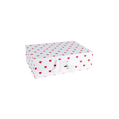 Gift Box Caja Para Regalos Polka Corazones Talla M Blanco