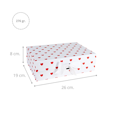 Gift Box Caja Para Regalos Polka Corazones Talla M Blanco