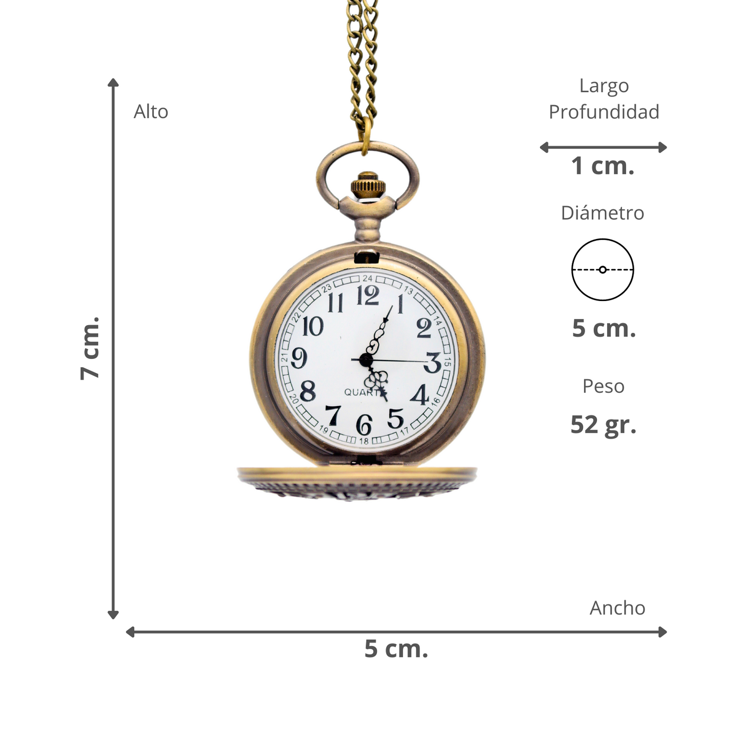 Reloj De Bolsillo Metálico Retro Corazón