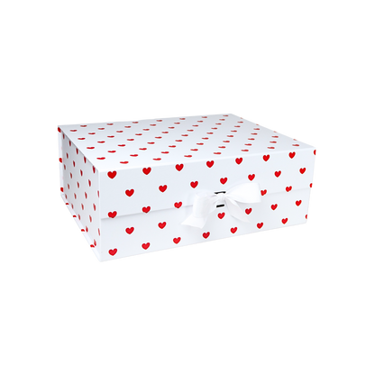 Gift Box Caja Para Regalos Polka Corazón Talla Xl Blanco