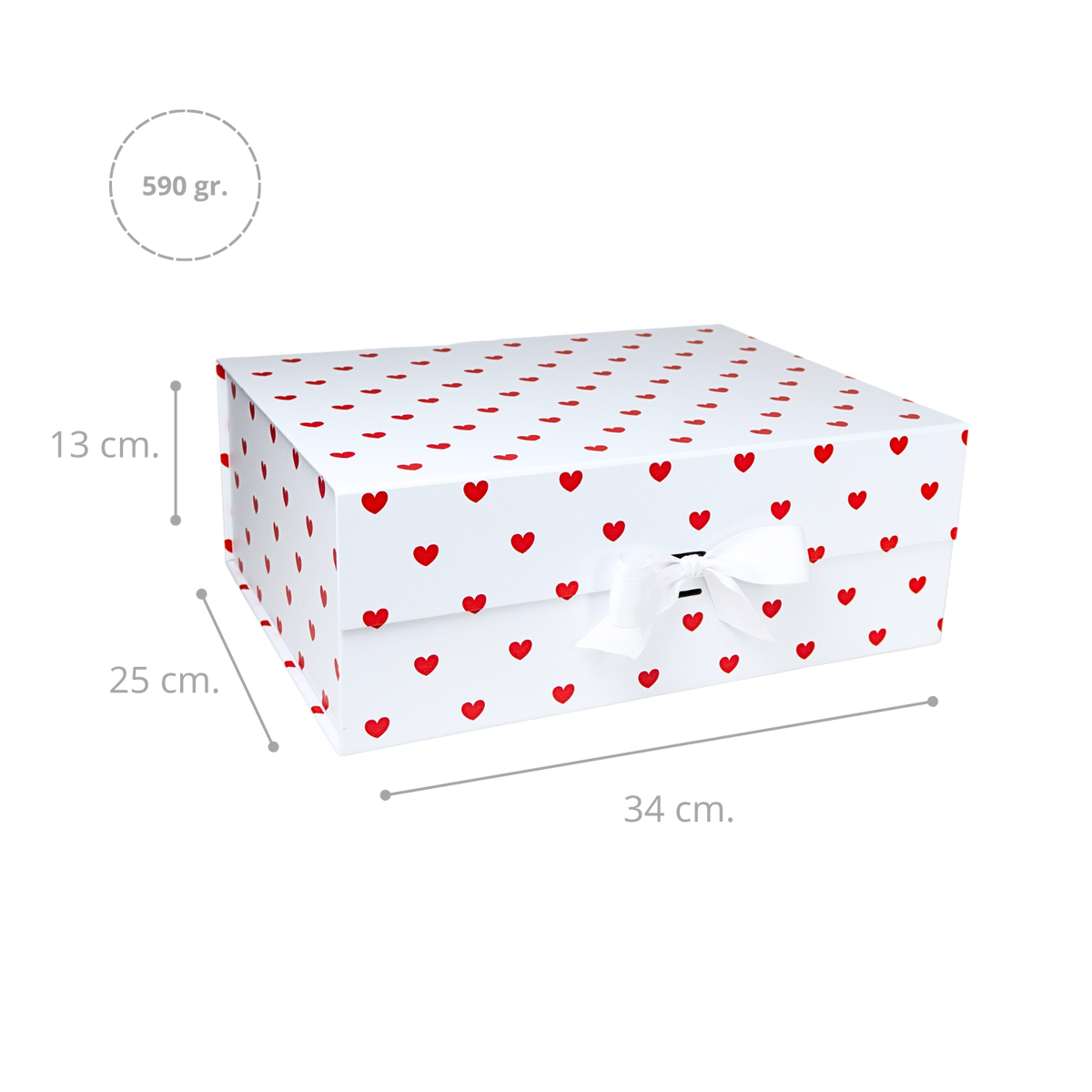Gift Box Caja Para Regalos Polka Corazón Talla Xl Blanco