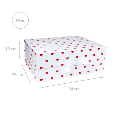 Gift Box Caja Para Regalos Polka Corazón Talla Xl Blanco