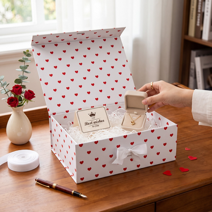 Gift Box Caja Para Regalos Polka Corazón Talla Xl Blanco