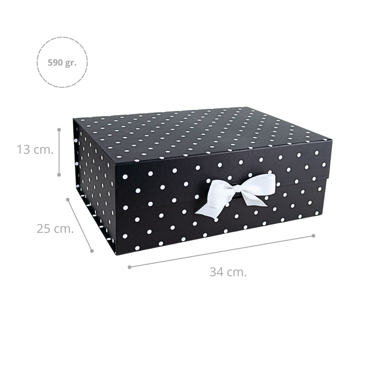Gift Box Caja Para Regalos Polka Pintas Talla Xl Negro