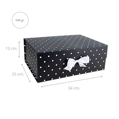 Gift Box Caja Para Regalos Polka Pintas Talla Xl Negro