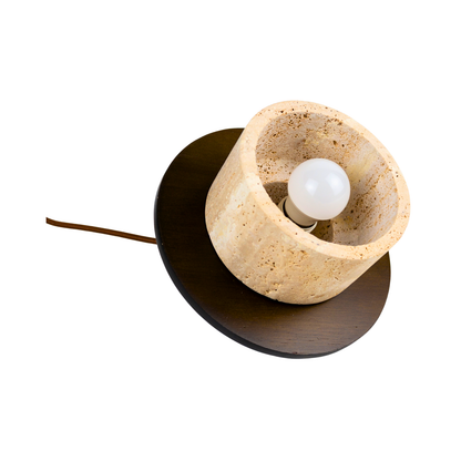 Lámpara Colgante Japonesa de Piedra Travertino y Madera Café