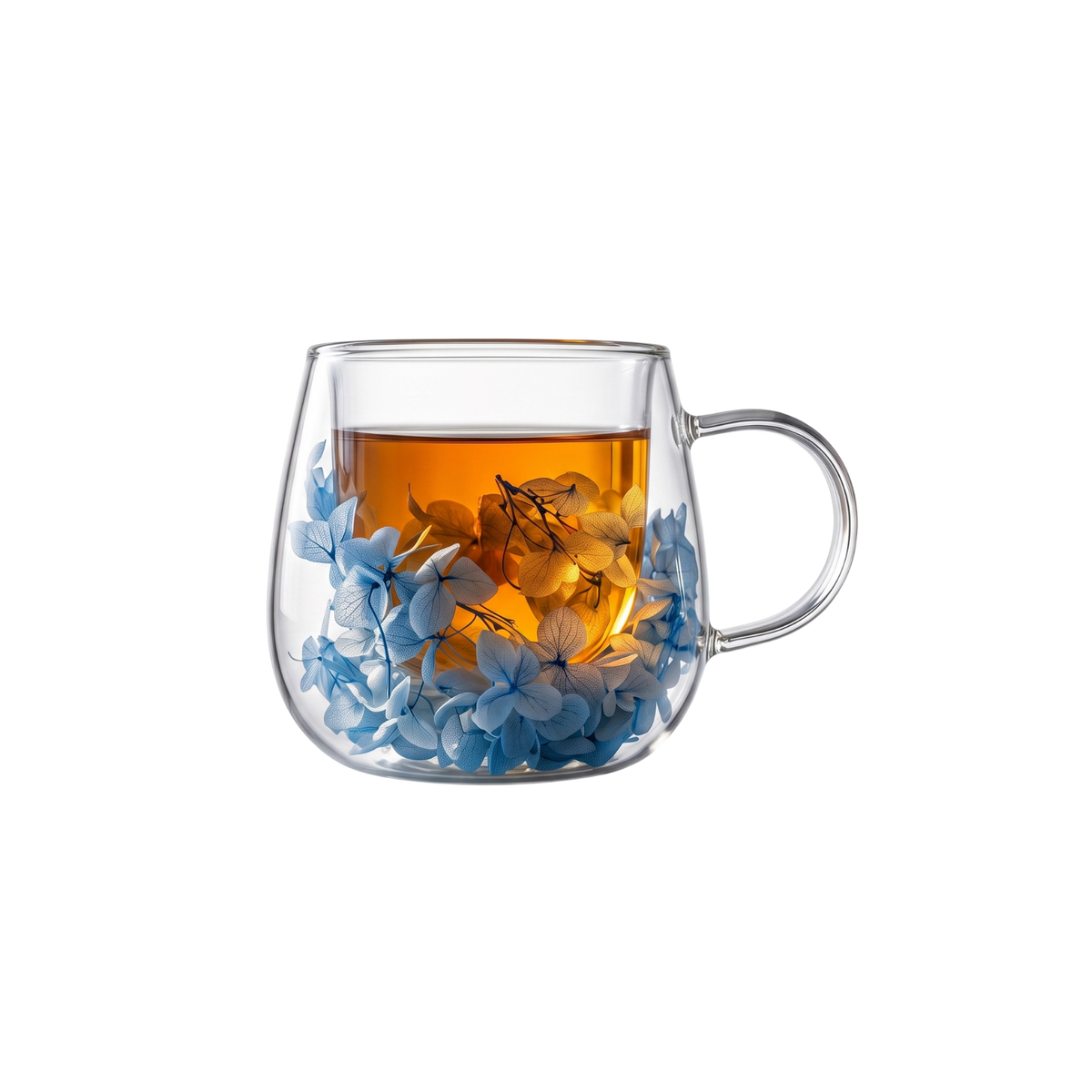 Taza de Vidrio Flores Eternas Celeste 125 ml