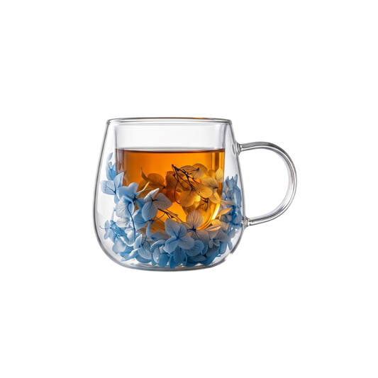 Taza de Vidrio Flores Eternas Celeste 125 ml