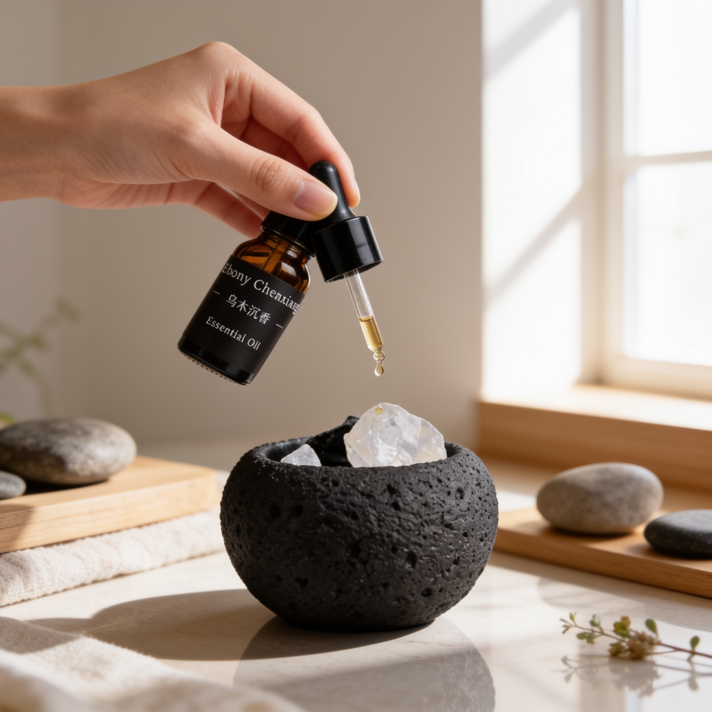 Difusor Aromático Piedra Volcánica Y Cuarzo